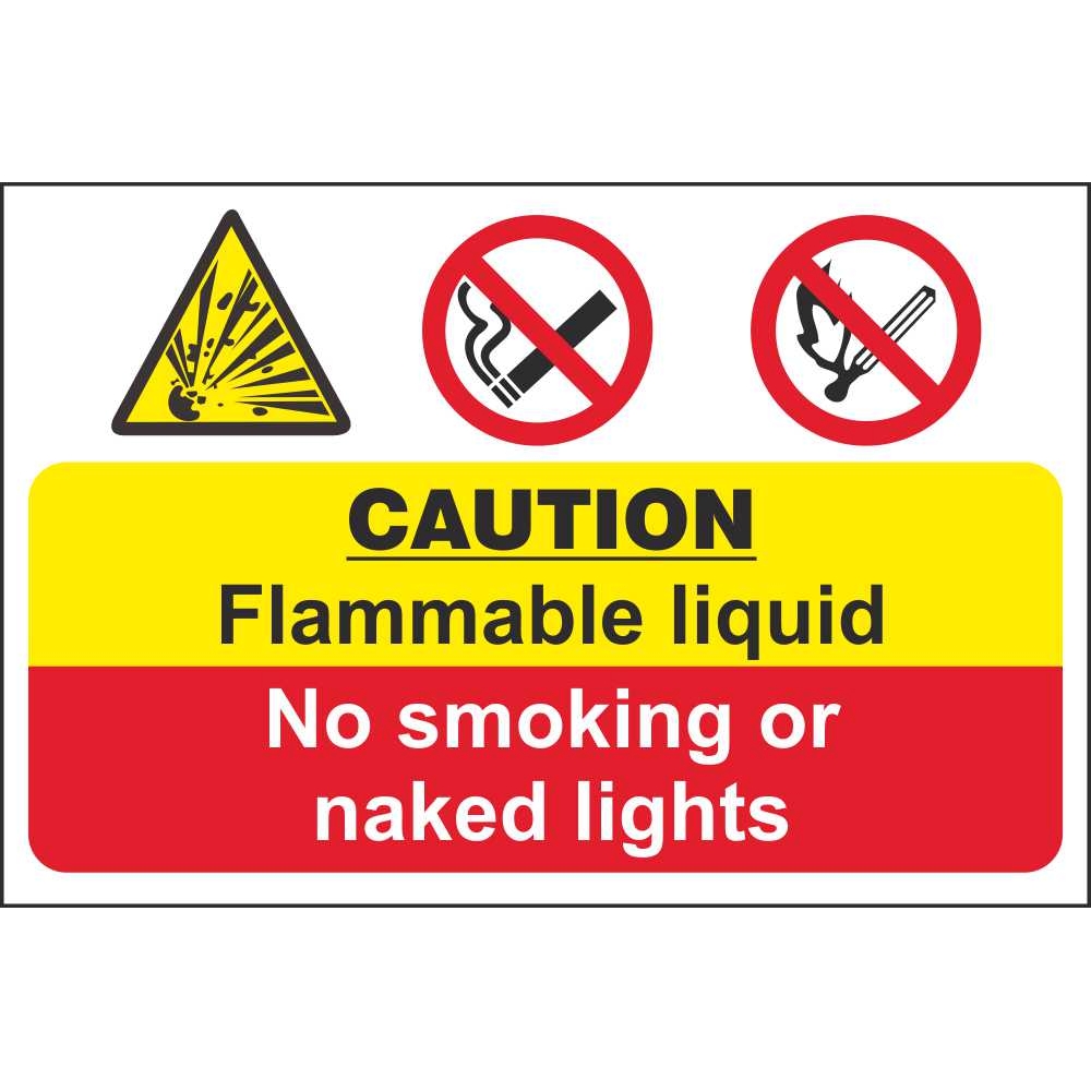 Caution Flammable Liquid No Smoking Or Naked Lights Signs Fire Prevention Explosive Hazard