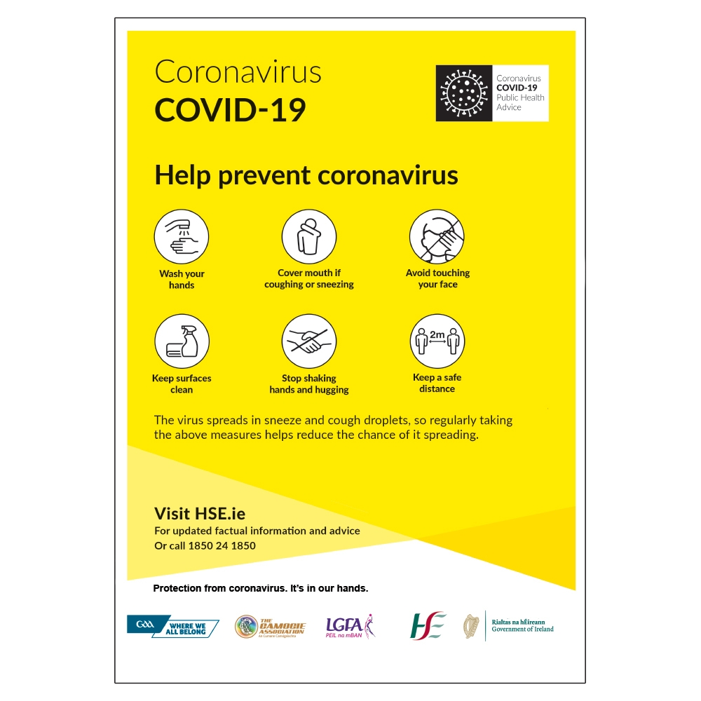 COVID-19 GAA Help Prevent Coronavirus Sign