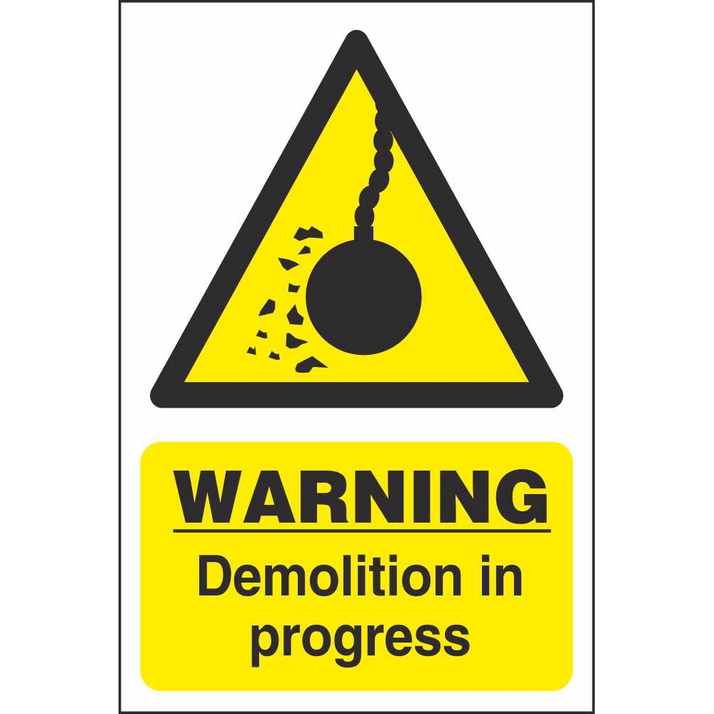 Warning Demolition In Progress Hazard Construction Safety Signs