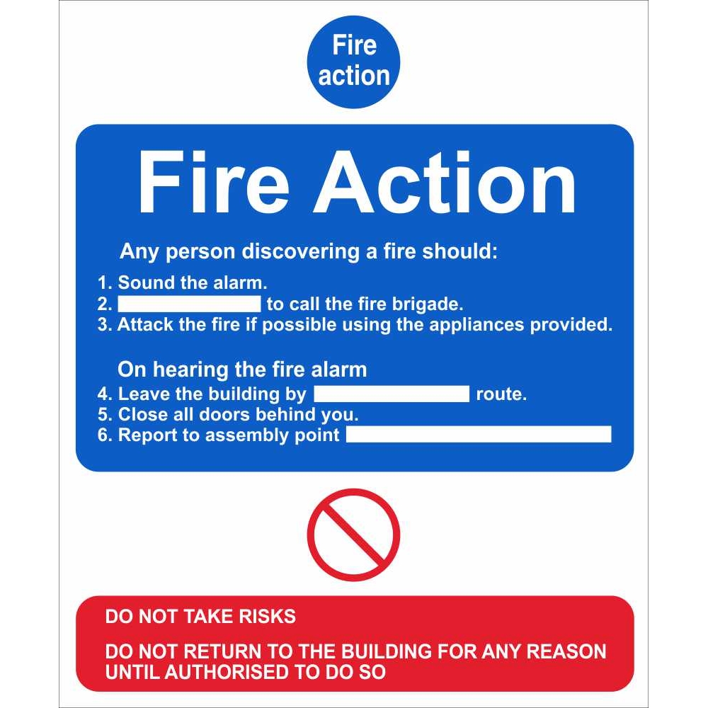 Any Person Discovering A Fire Signs | Fire Action Site Safety Signs