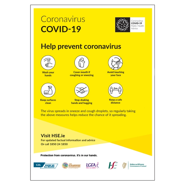 COVID-19 GAA Help Prevent Coronavirus Sign