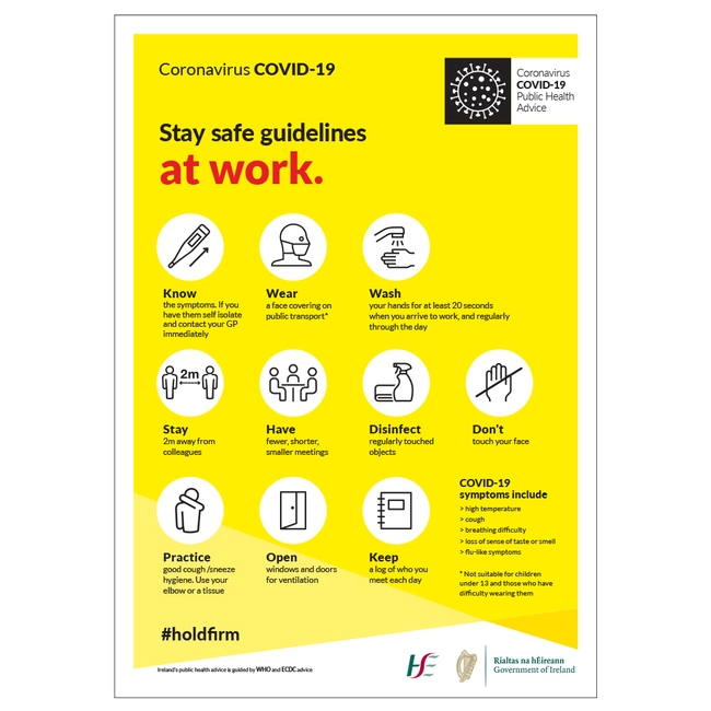 COVID-19 Stay Safe Guidelines At Work Sign