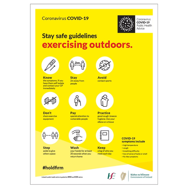 COVID-19 Stay Safe Guidelines Exercising Outdoors Sign