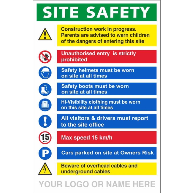 Site Safety Construction Work In Progress Parents Are Advised Signs ...