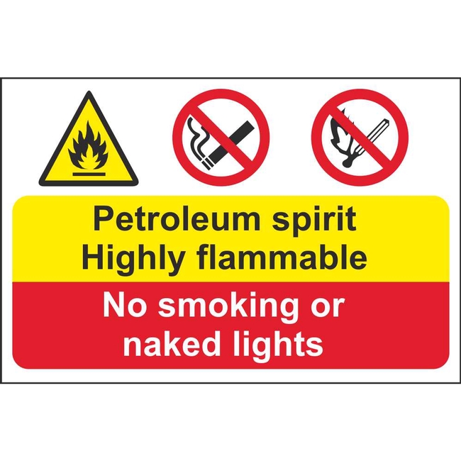 Petroleum Spirit Highly Flammable No Smoking Or Naked Lights Signs ...