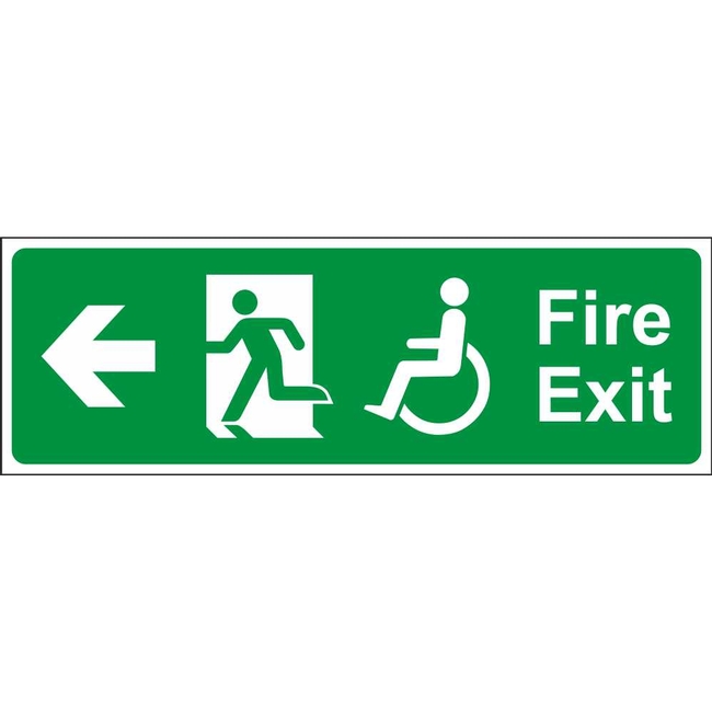 Fire Exit Left Arrow Wheelchair Access Emergency Escape Site Safety Signs