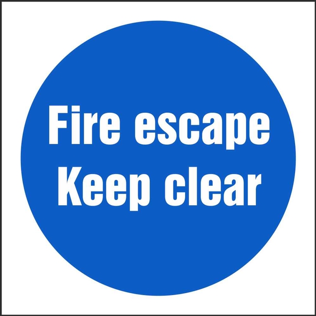 Fire Escape Keep Clear 100mm x 100mm Fire Door Fire Action Safety Signs