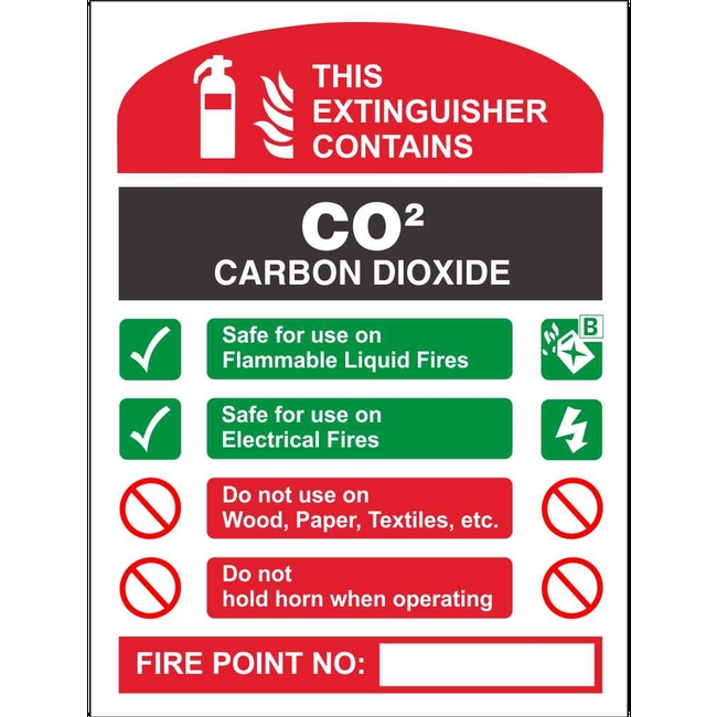 This Extinguisher Contains CO2 Safe For Use Fire Extinguisher ID Signs