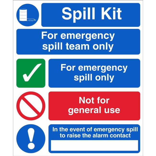 Spill Kit For Emergency Spill Team Only Industrial Spill Kit Signs