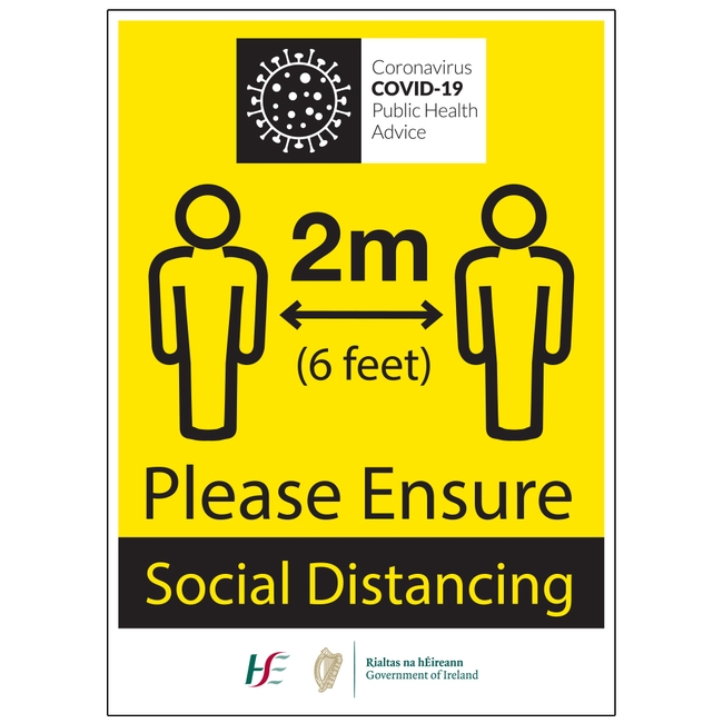 Please Ensure Social Distancing Sign Poster Ireland Cork