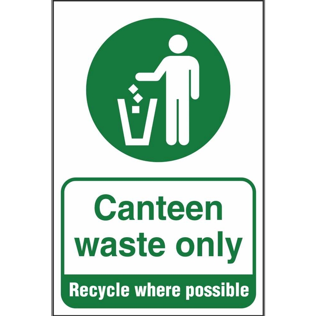 Canteen Waste Only Waste & Recycling Environmental Safety Signs