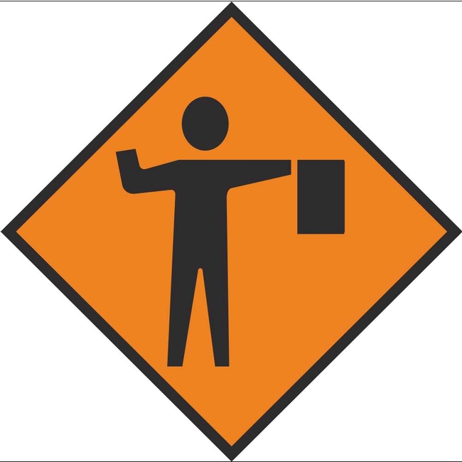 WK 061 Flagman Ahead | Roadworks Safety Signs Ireland | PD Signs