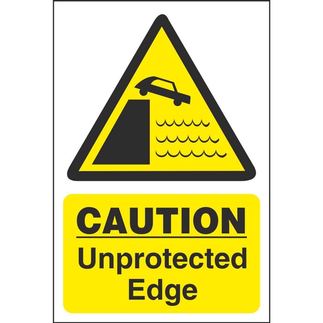 Caution Unprotected Edge Signs | Water Hazard Safety Signs Ireland