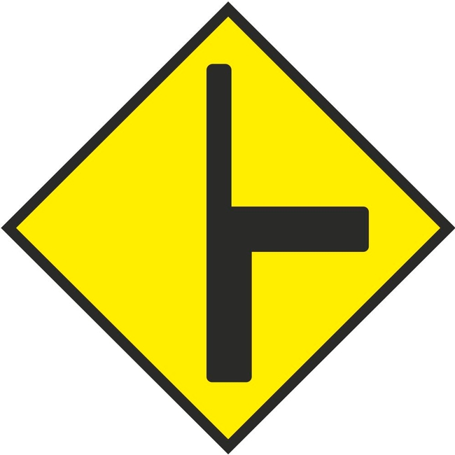 W 004L T Junction (Type 2) Left | Road Warning Signs Ireland