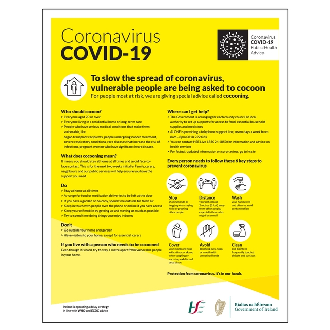 Coronavirus Cocooning HSE Sign